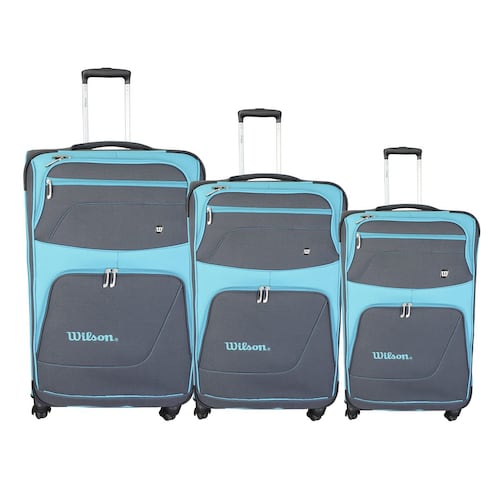 Set de maletas Sydney Wilson 21", 25" Y  29" color Gris/ turquesa