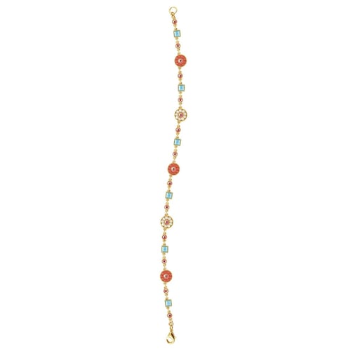 Carré, pulsera dorada con flores color coral