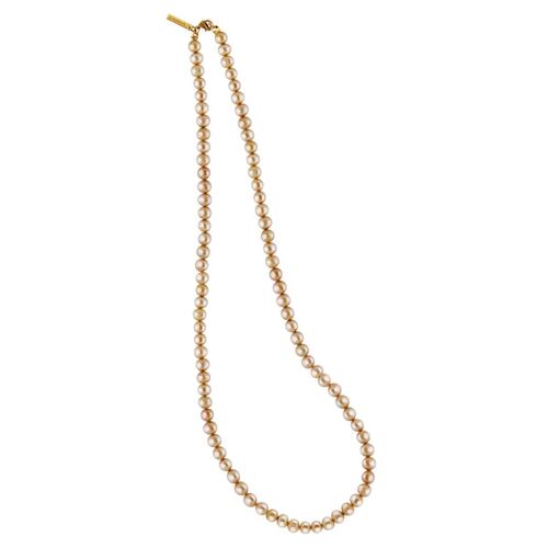 Collar1928  en Acabado Dorado con Perlas Naturales Color Beige