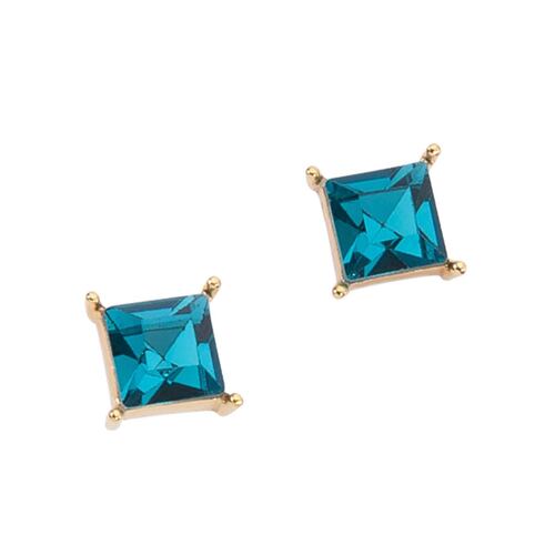 Studs En Acabado Dorado Con Cristal Cuadrado De Alta Calidad Color Blue Zircon Adrianne Picard Crystals