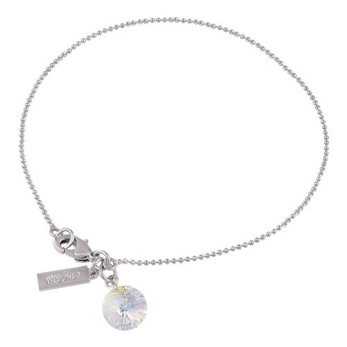 Pulsera de Cadena Diamantada con Cristal en Forma Circular Swarovski Efecto Aurora Boreal