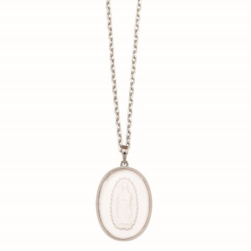 Medalla Sencilla Camafeo de Cristal de La Virgen de Guadalupe