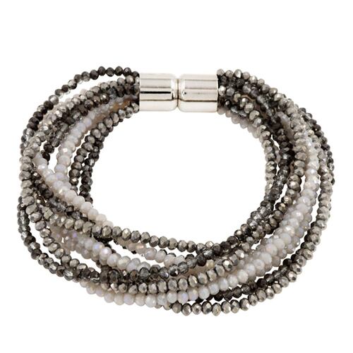 Pulsera con Cristales Facetados en Tonos Grises