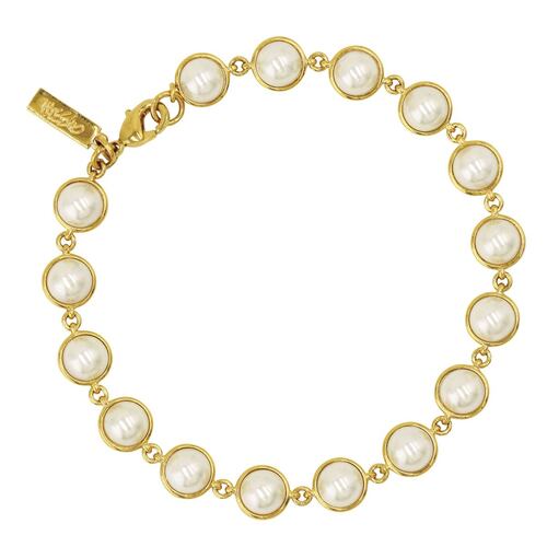 Pulsera en acabado dorado con perlas de cristal color blanco Mossimo