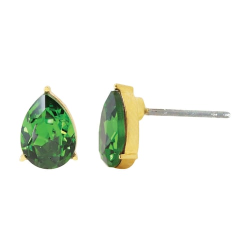 Aretes con acabado dorado con cristal verde alta calidad Carré