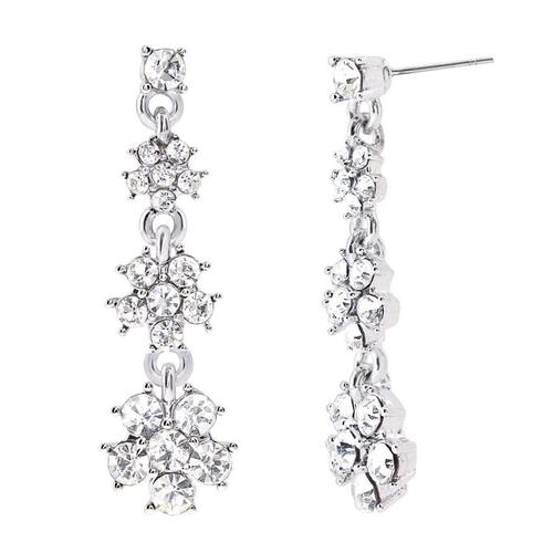Aretes Largos De Flor Con Cristales Facetados Queen Victoria
