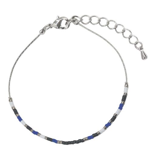 Pulsera en acabado plata con beads tonos azules Adrianne Picard