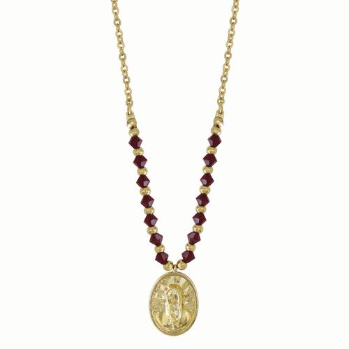 Medalla Dorada De La Virgen Maria Con Beads Siam Joyería Religiosa
