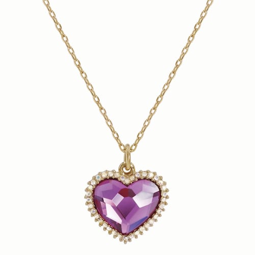 Dije Dorado Con Corazon De Cristal Fuchsia Y Micro Cristales Mossimo