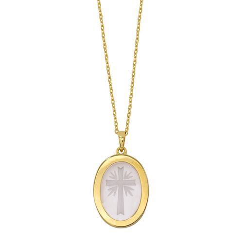 Medalla Camafeo De Cristal Con Cruz Joyería Religiosa
