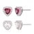 Set de aretes de plata con circonia de corazón color rosa y cristal artré .925