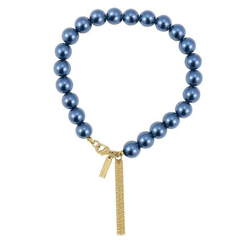 Pulsera De Perlas Montana Con Tassel En Acabado Dorado Steve Madden