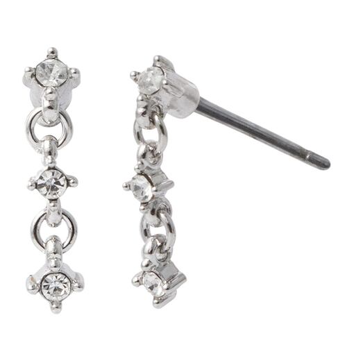 Aretes Colgantes Con Cristales, Acabado Rodio Westies