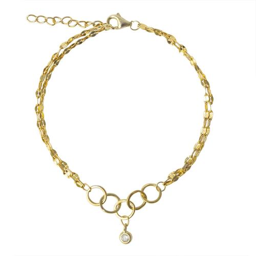 Pulsera en dorado de círculos y cadena diamantada plata .925 westies