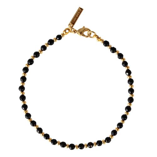 Pulsera en dorado con beads de piedra natural ágata negra Emanuel Ungaro