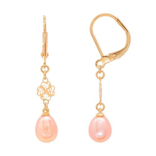 Aretes en dorado con filigrana y perla cultivada rosa Emanuel Ungaro