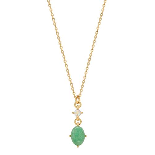 Dije en dorado con cristal facetado ab y piedra aventurine Emanuel Ungaro