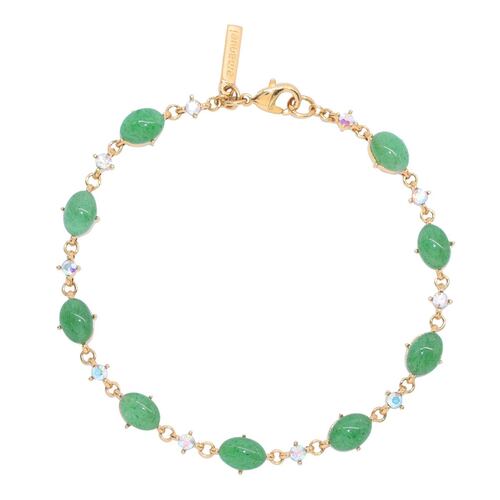 Pulsera en dorado con cristales facetados ab y piedra aventurine emanuel ungaro