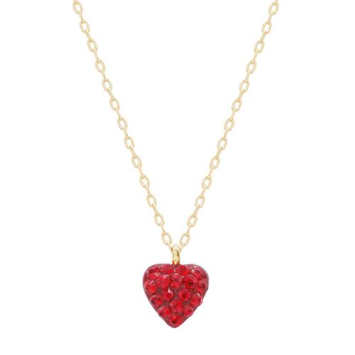 Dije de plata .925 con mini corazón rojo pavé en acabado dorado westies