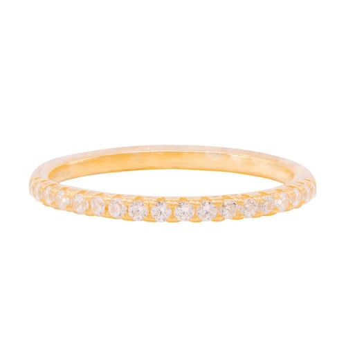 Anillo Delgado T7 Con Circonias En Pavé Color Cristal En Acabado Dorado Artré .925