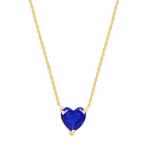 Dije De Corazón Con Circonia Color Zafiro En Acabado Dorado Artré .925