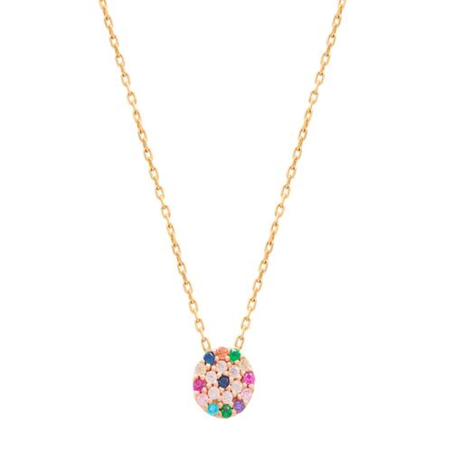Dije De Plata .925 Acabado Dorado Con Ojito De La Suerte Multicolor De Circonias Lullaby