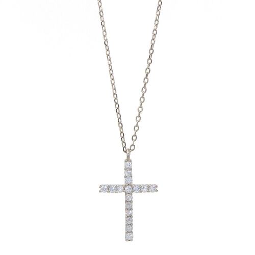 Dije De Plata .925 En Acabado Rodio Con Cubic Circonia Joyería Religiosa