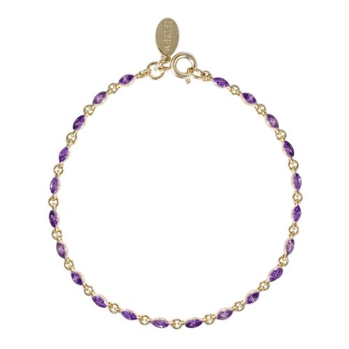 Pulsera En Dorado Con Circonias Color Amatista Westies