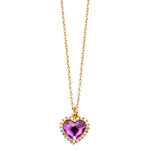 Dije Corazón Facetado Fuchsia y Micro Pavé Mossimo