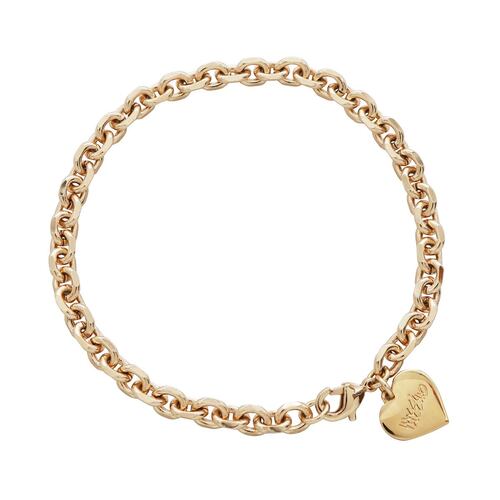 Pulsera con Cadena Facetada y Corazón con Grabado Mossimo
