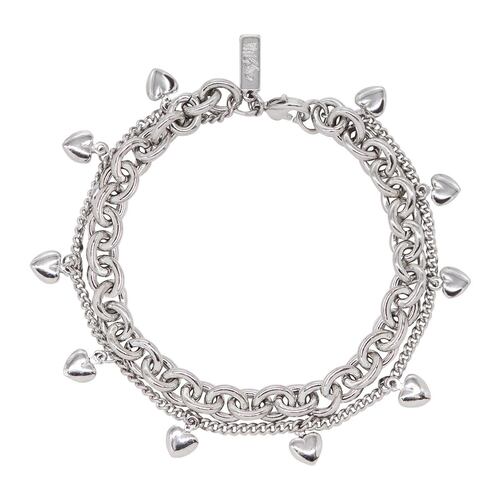 Pulsera Doble con Cadena Pesada y Cadena de Corazones Mossimo