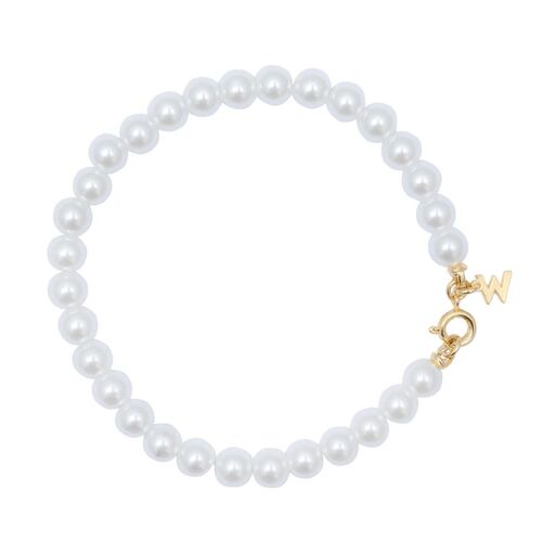 Pulsera Perlas Blancas con W Westies