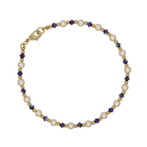 Pulsera Beads Purple Velvet con Perlas de Cristal Adrianne Picard Crystals