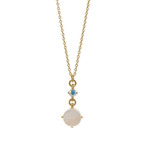 Collar Madre Perla Blanca y Microcristal Facetado Efecto AB Emanuel Ungaro