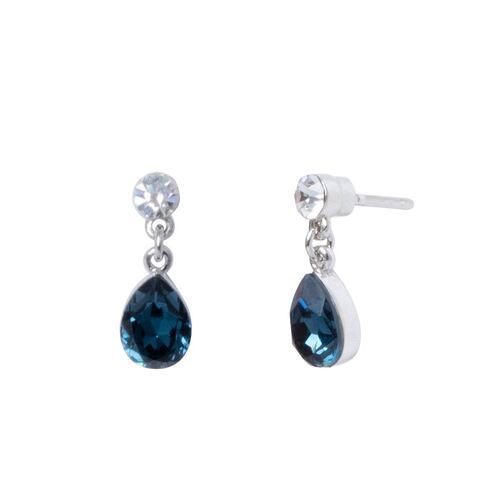 Aretes Cristal y Gota Facetada Montana Acabado Rodio Mossimo