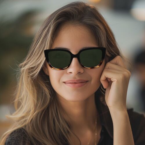 Lentes De Sol Mariposa Pasta Negro-Carey Micas Verdes Para Mujer Westies