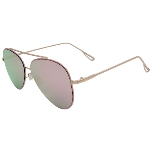 Lentes De Sol Aviadores Metal Dorado Y Rosa Micas Flash Rosa Para Mujer Westies