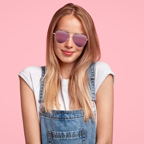 Lentes De Sol Aviadores Metal Dorado Y Rosa Micas Flash Rosa Para Mujer Westies