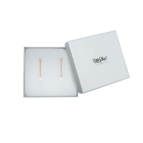 Aretes Cadena y Perla Acabado Dorado Westies
