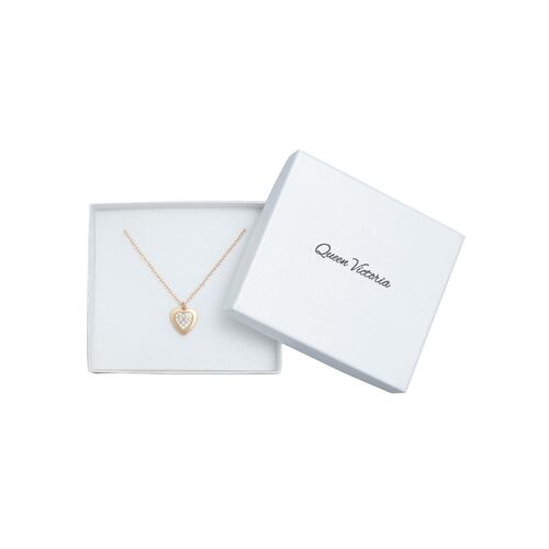 Dije Cadena de Corazón con Perlas Acabado Dorado Queen Victoria