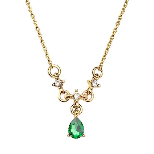Collar Esmeralda Cristal Baño De Oro Carre