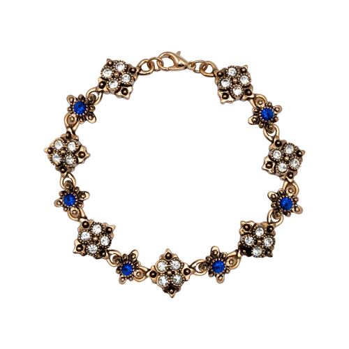 Pulsera Zafiro Baño De Oro Multicolor Queen Victoria