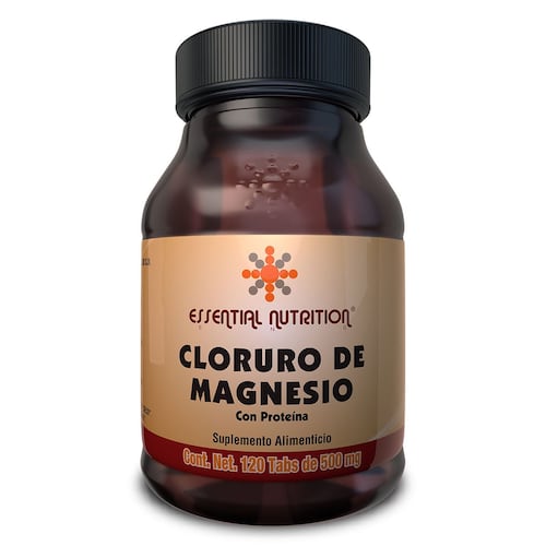 Suplemento Cloruro de Magnesio 120 tabletas 500 mg Essential Nutrition