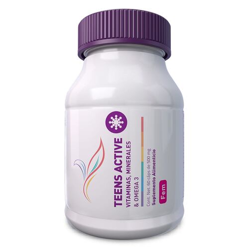 Suplemento  Teens Active Vitaminas & Minerales 60 Cápsulas 500 mg Essential Nutrition