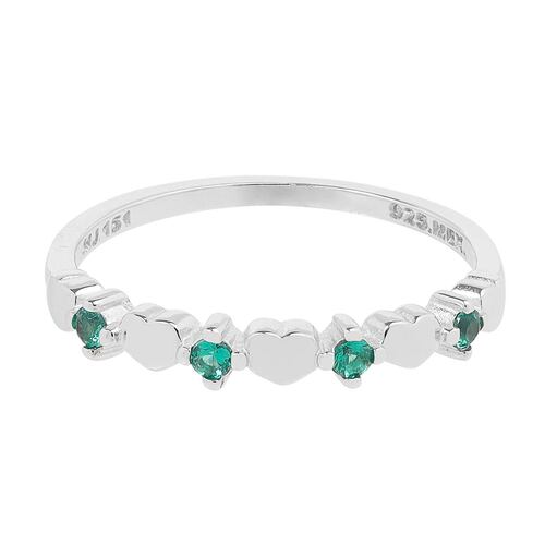 Anillo Redondo Corazones Lisos Y Zirconias Verdes Villalpando
