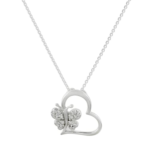 Dije Corazón Mariposa Con Zirconias Villalpando