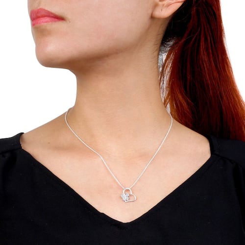 Dije Corazón Mariposa Con Zirconias Villalpando