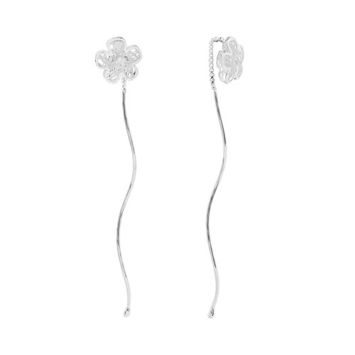 Aretes Plata .925 Tipo Violador Flor 3D Calada con Zirconia Villalpando