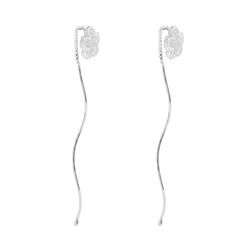 Aretes Plata .925 Tipo Violador Flor 3D Calada con Zirconia Villalpando
