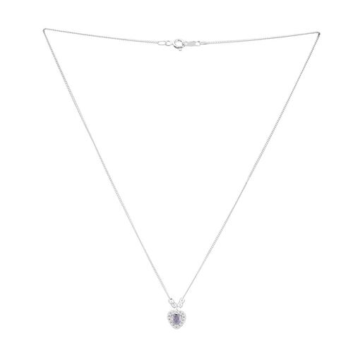 Collar Plata .925 De Corazón con Zirconias y Piedra Lila Villalpando